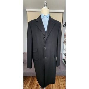 Da Prato Black overcoat topcoat wool Cashmere Sz L(56), US 46.